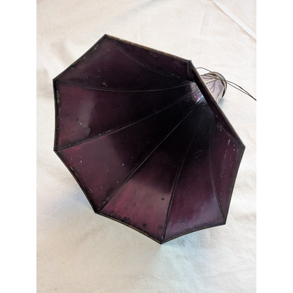 Antique Thomas Edison Fireside Phonograph Horn Maroon 8 Panel Octagon